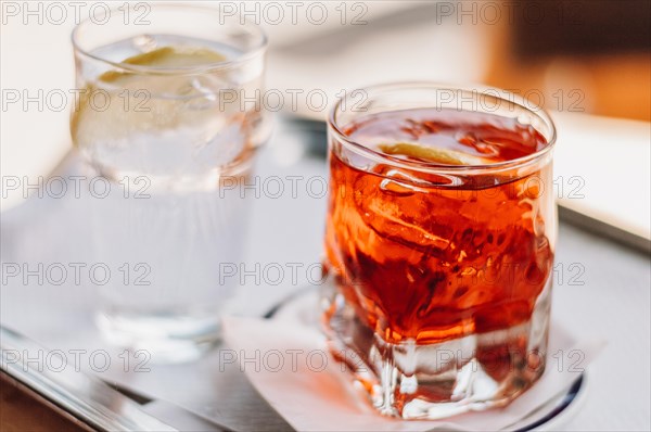 Aperol Spritz. Two glasses with cocktails. The concept of travel