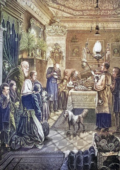 Consecration of Easter food in the house of a wealthy Pole