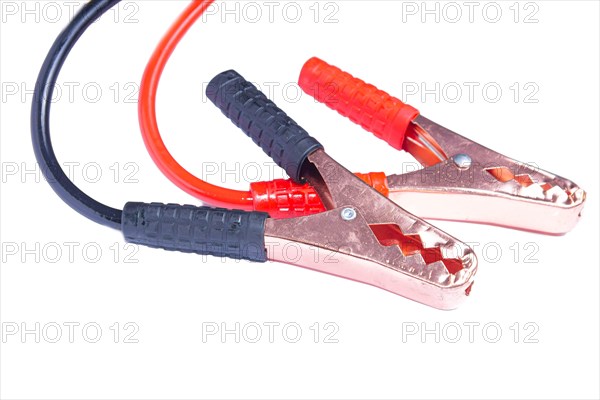 Jumper cables for car on white isolated background