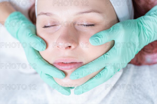 Portrait of a woman's face with problem skin. Peeling procedure. Natural beauty.