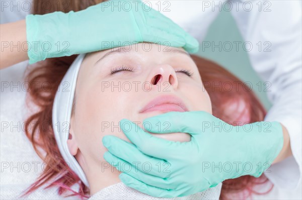 Portrait of a woman's face with problem skin. Peeling procedure. Natural beauty.