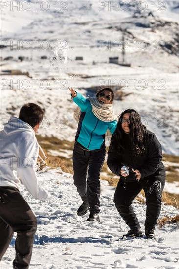 Latin family at ski resort