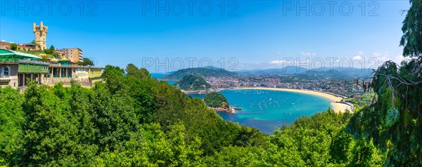 Panoramic aerial view of the beach of the city of San Sebastian