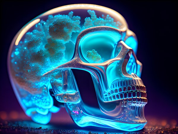 Crystal skull with a mysterious life form inside