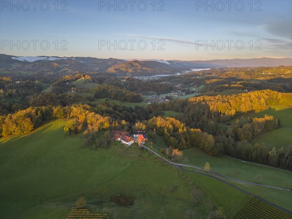 Aerial view landscape in the morning light