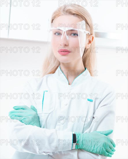 Portrait of a girl in a protective mask. Concept of cosmetology