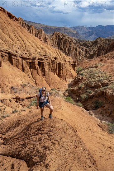 Mountaineer on a mountain ridge