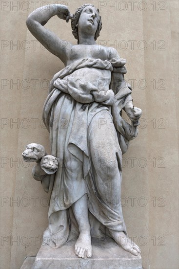 Female sculpture with a multi-headed snake in the garden of Palazzo Reale