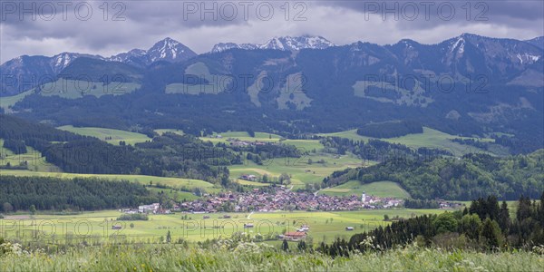 Panorama from the Wittelsbacher Hoehe to Altstaedten in the Illertal