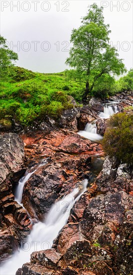 Panorama of Waterfall under Buachaille Etive Mor
