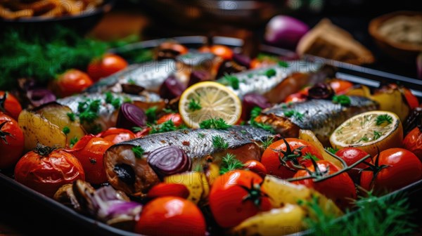 Baked herring with potatoes