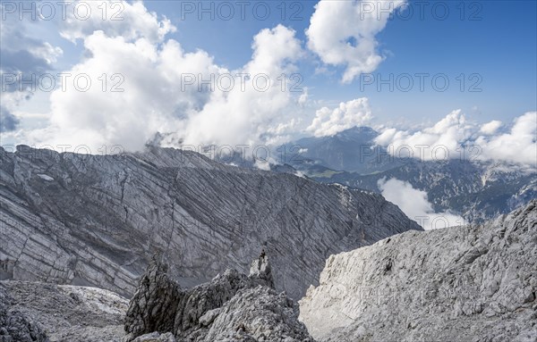 Mountaineer on rocky peak