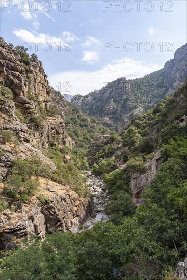 View of the Spelunca Gorge between Ota and Evisa