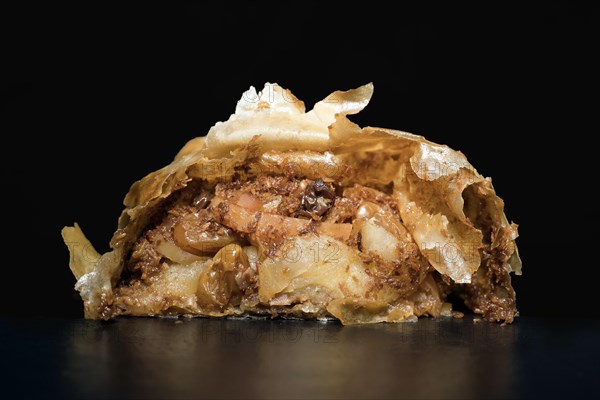 Austrian apple strudel with rum sultanas