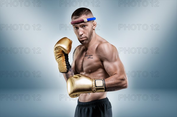 Portrait of a professional Thai boxer. Muay Thai