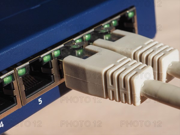 Modem router switch with RJ45 ethernet plug ports