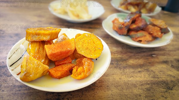 Caramelized sweet potatoes on a plate