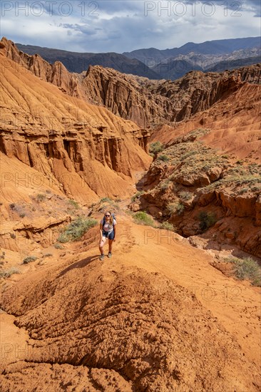 Mountaineer on a mountain ridge