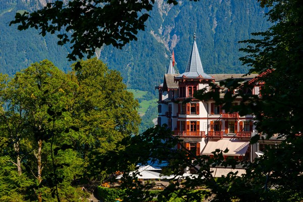 The Historical Grandhotel Giessbach on the Mountain Side in Bernese Oberland