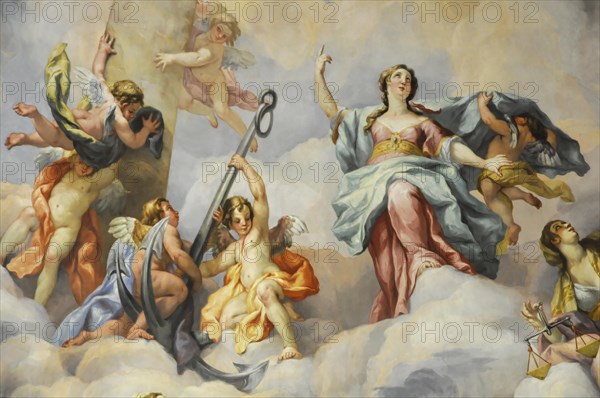 Detail of the dome fresco by Johann Michael Rottmayr