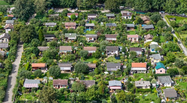 Aerial view of an allotment garden site