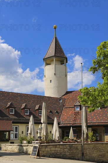 Teck Castle with hiking home of the Swabian Alb Association