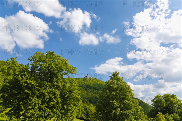 Teck Castle with hiking home of the Swabian Alb Association