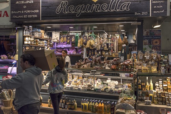 Stall with regional foods in the large market hall