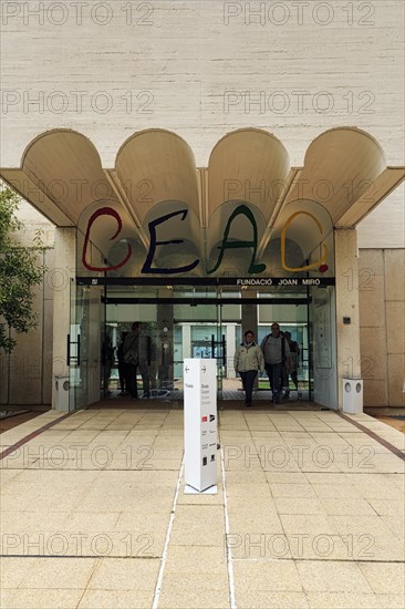 Visitors at the entrance to the Fundacio Joan Miro Museum