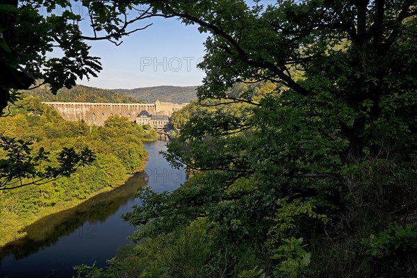 View of the river Eder with the dam wall