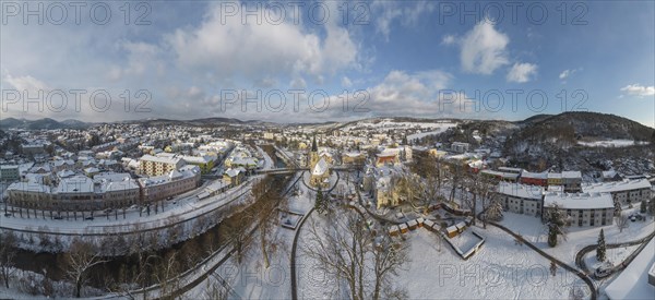 Aerial view of the theatre park in winter