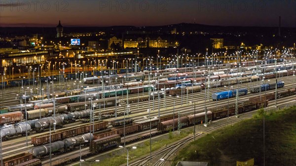 Aerial view DB Cargo marshalling yard Halle