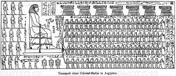 Transport of a colossal statue in Egypt