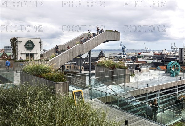 Visitors on the roof terrace of Salling department stores'