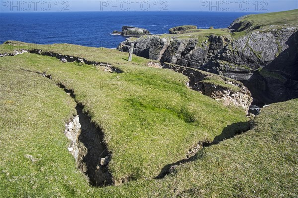 Coastal erosion showing huge cracks