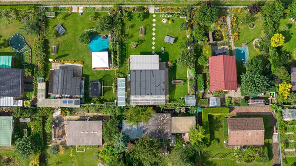 Aerial view of an allotment garden site