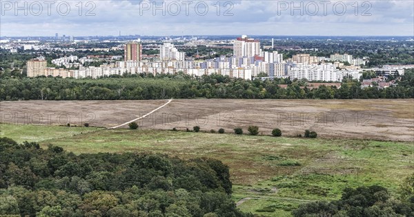 Aerial view of the large housing estate Waldsassenser Strasse in the Berlin district of Marienfelde. The estate was built in the 1970s