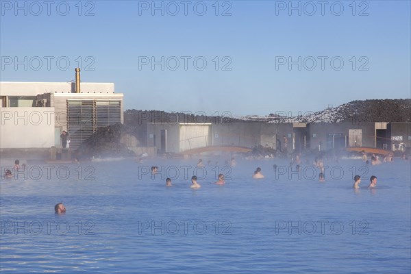 Tourists bathing in the Blue Lagoon