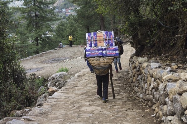 Nepali porter on the Everest Base Camp trekking route