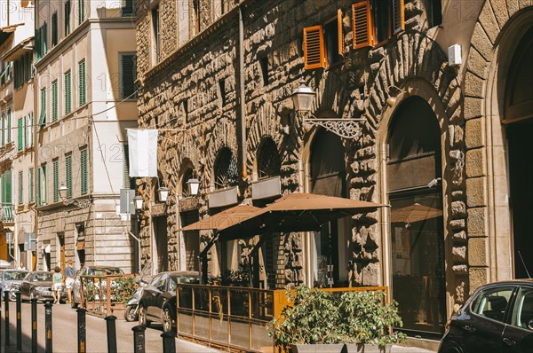 Florence street in the morning light. Tourism and travel concept.