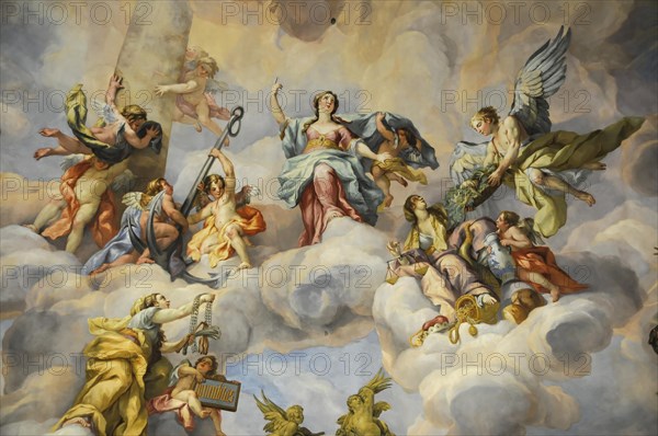 Detail of the dome fresco by Johann Michael Rottmayr