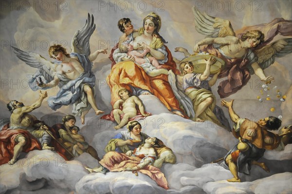 Detail of the dome fresco by Johann Michael Rottmayr