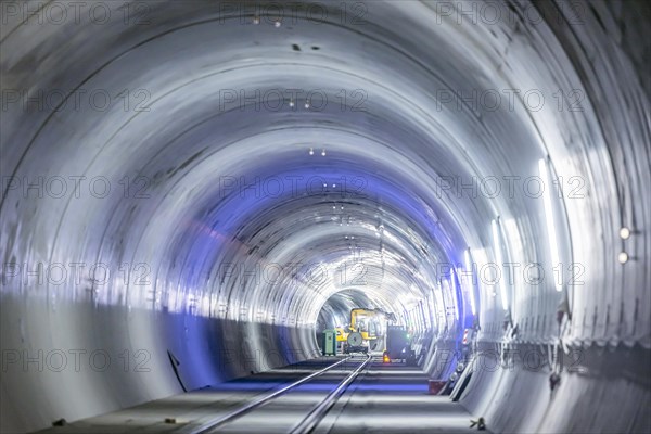 Construction site in the tunnel at the new through station in Stuttgart. A total of 56 kilometres of tunnels have been dug for Deutsche Bahn AG's Stuttgart 21 project and tunnelling has been completed. The tunnels will go online when the new main railway station opens in 2025