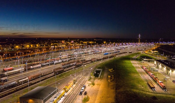 Aerial view DB Cargo marshalling yard Halle