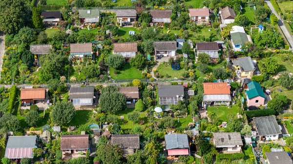 Aerial view of an allotment garden site