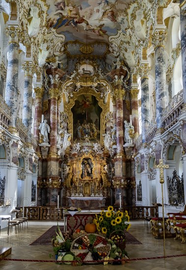 Chancel with Thanksgiving decorations