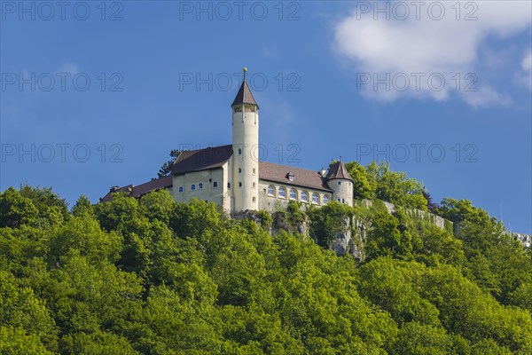 Teck Castle with hiking home of the Swabian Alb Association