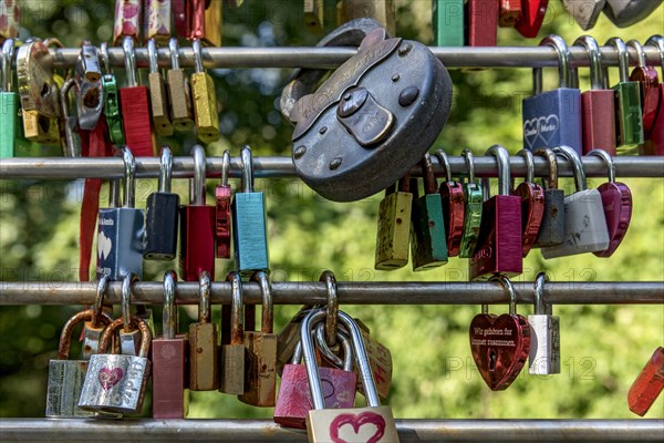 Love locks on the monument to rock singer Elvis Presley