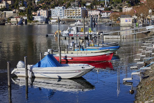 Motorboats on the Lungolago of Lake Maggiore in Ascona