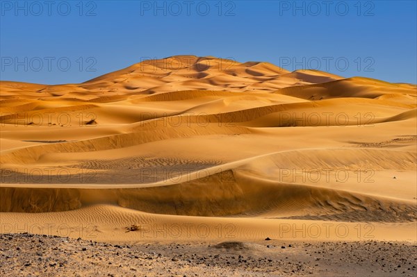 Wind-swept sand dunes of Erg Chebbi in the Sahara Desert near Merzouga